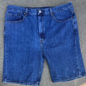 Levi's 505 Jean Shorts Size W40x10 Solid Blue 5 mPocket Flat Front Zip  Button